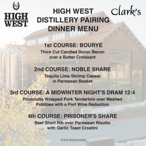High West Distillery Pairing Dinner - November 10th at 6pm